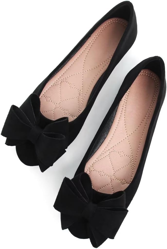 TN TANGNEST Women Fashion Bowknot Flats Comfort Pointed Toe Dress Shoes 8.5 Round Black image 2 of 7 B0DSK6YCHJ