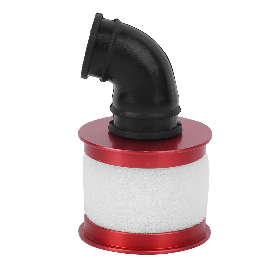 RC Engine Air Filter Replacement Efficient for 94122 941188 1/10 RC Car, Easy Installation, Prevent Cylinder Scratches for RC Enthusiasts, Aluminum Alloy + Sponge Black (Red)