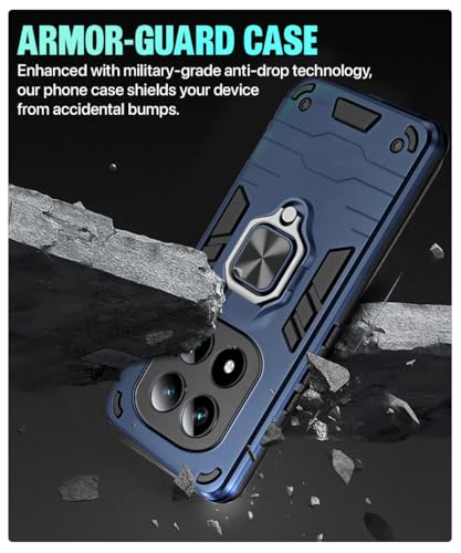 Image of WOW IMAGINE Shock Proof Back Case Mobile Cover for Mi Redmi Note 15 5G 2025 | Poco M8 5G | Back Cover Case (Tough Armor | Hybrid PC + TPU | Ring Holder & in-Built Kickstand | Blue)