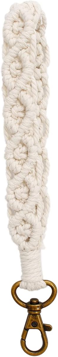 Handmade Boho Macrame Keychain Bracelet Wristlet Lanyard - Stylish Keyring Holder for Women & Girls Keys