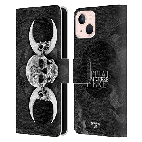 Étui portefeuille iPhone 13 Lune de la Déesse Noire, protection élégante en cuir
