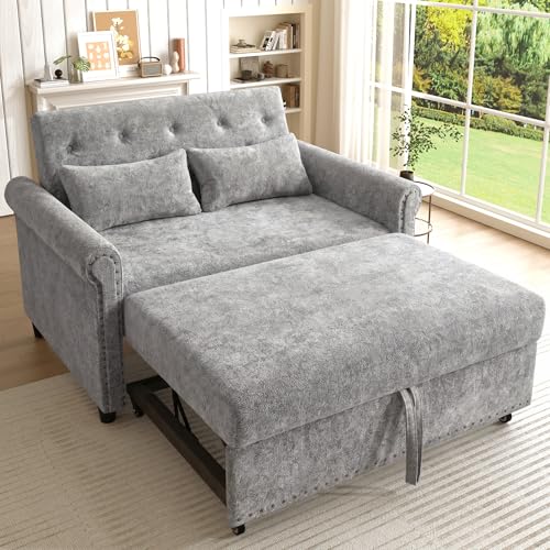 Merax Ausziehbares Schlafsofa 2-Sitzer Sofa mit Schlaffunktion, 170x120 cm, 3-in-1 Schlafcouch mit Verstellbarer Rückenlehne, Chenille-Stoff, Kleines Sofabett, Klappsofa für Wohnzimmer/Wohnung, Grau Merax Ausziehbares Schlafsofa 2-Sitzer Sofa mit Schlaffunktion, 170x120 cm, 3-in-1 Schlafcouch mit Verstellbarer Rückenlehne, Chenille-Stoff, Kleines Sofabett, Klappsofa für Wohnzimmer/Wohnung, Grau