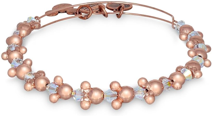 Disney Parks Alex and Ani Mickey Icon Beaded Bangle Bracelet Rose Gold