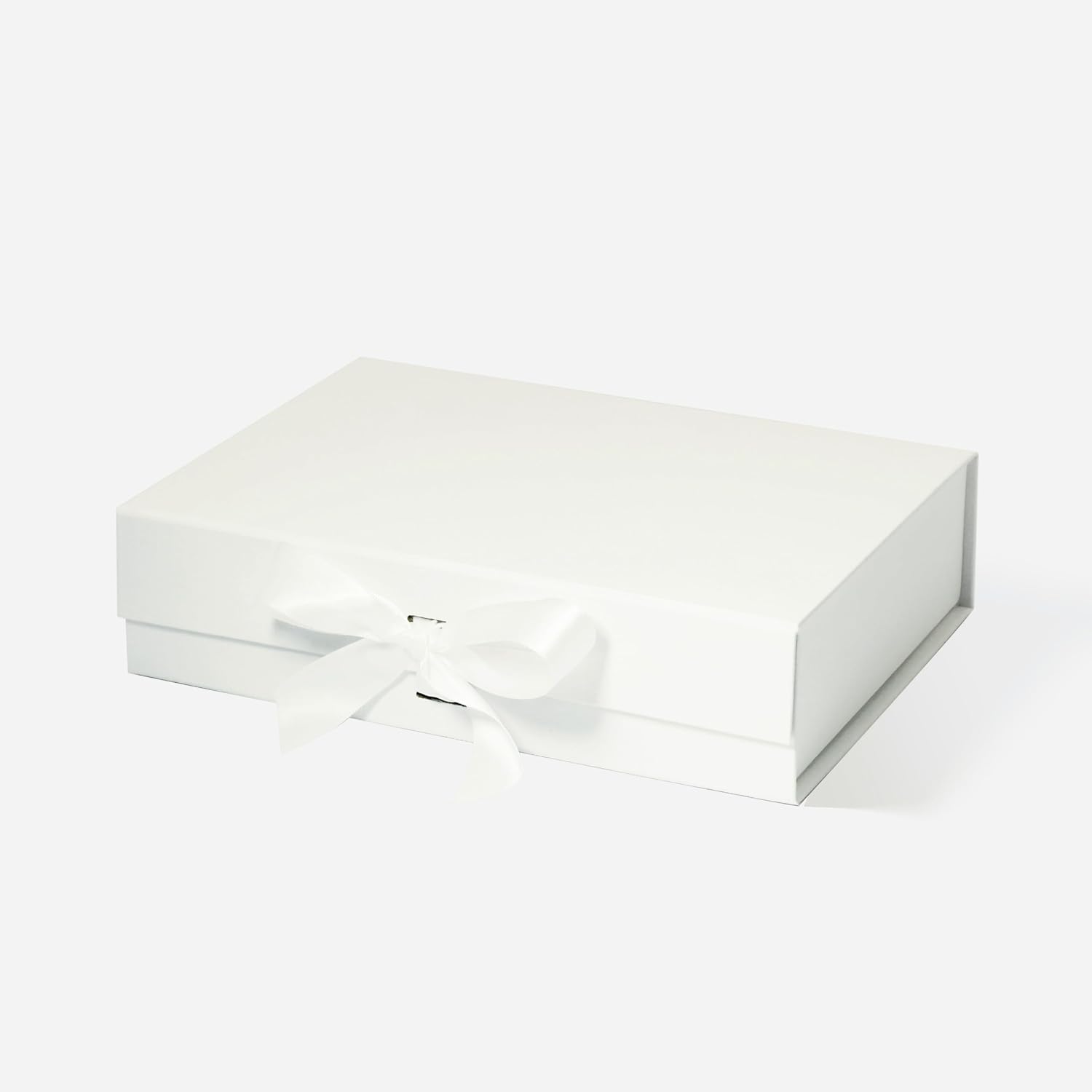 Geoto 9.25"×6.69"×2.36" A5 Shallow Size Luxury Rigid Foldable Magnetic Closure Collapsible Gift Packaging Boxes(Ivory with Ribbon) image 2