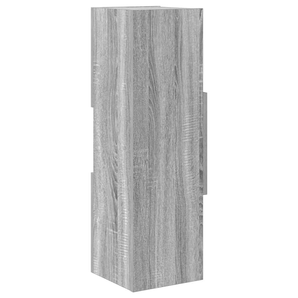 Eckschrank Graues Sonoma 25,5x25x80 cm, Modernes Eckregal aus Holzwerkstoff mit 3 Ebenen, Platzsparendes Standregal für Wohnzimmer Flur und Büro, Schmales Nischenregal