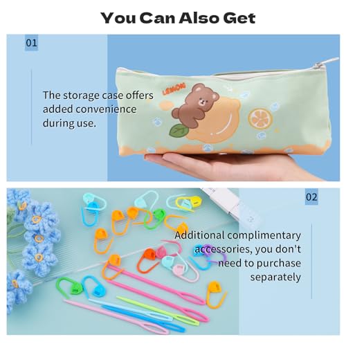 Image of BsHooker 43Pcs Crochet Hooks Set,Plastic Crystal Crochet Hook with Case,5 Sizes Large Crochet Hooks for Chunky Yarn Ergonomic Crochet Needles for Beginners and Crocheting Yarn 12mm-25mm,Blue