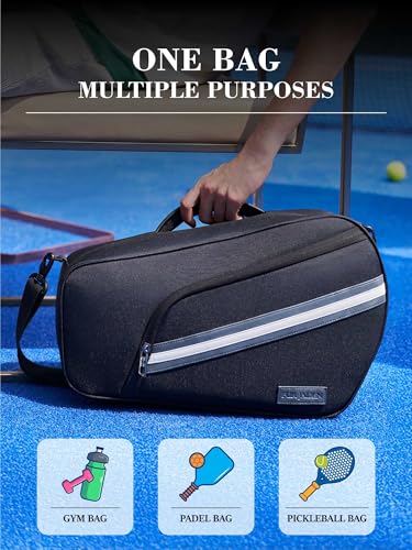 Image of FUR JADEN The Gameface Padel & Pickleball Structured Sport Bag Cum Gym Bag I Dedicated Compartment for Rackets I Separate Compartment for Shoes /Towel I Detachable Shoulder Strap I Structured Design