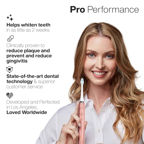 Image of Aquasonic Vibe Series PRO - Ultra-Whitening Electric Toothbrush - 5 Modes & Smart Timers - Premium Travel Case & 6 Proflex Brush Heads - ADA Accepted Toothbrush (Rose Gold)