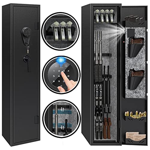 SAPITAL Gun Safe,Rifle Safe,3-5 Gun Safes for Home Rifle and Pistols,Gun Safes for Rifles and Shotguns,Gun Cabinet with Fingerprint/Digital Keypad/Removable Shelf for Rifles Shotguns