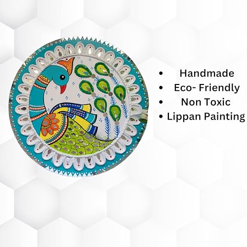 Image of madhubani lippan DIY Art kit Adults Materials Kit with 8 inch Round MDF DIY Kit for Adult madhubani Art kit lippan Art Board wall Decor Mandala Art kit Adults