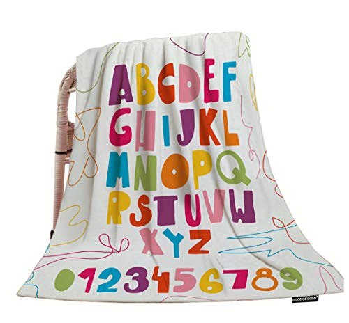 HGOD DESIGNS Alphabet Throw Blanket,Funny Kids ABC Childish Design Soft Warm Decorative Throw Blanket for Baby Toddler or Pets Cat Dog 30"X40"