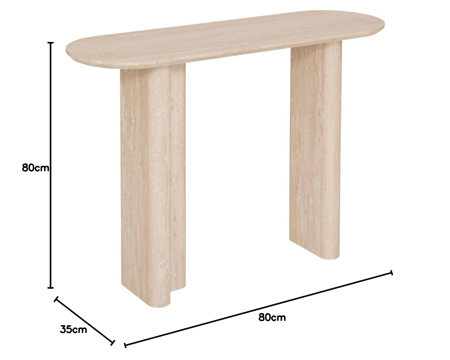Atmosphera - Console Anaya – Meuble d’Entrée Design Moderne – Plateau Ovale Effet Travertin – Bois Beige avec Finition Mate – 110x35cm