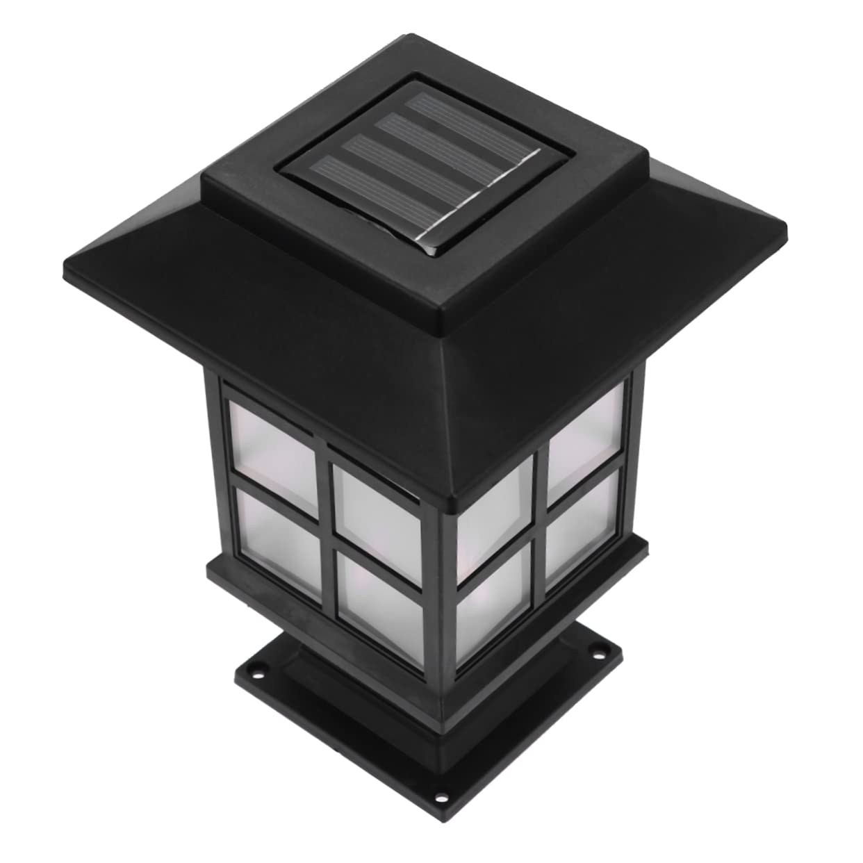 Lampada LED per Pilastro Solare da Esterno Nera 2 Pezzi IP55 Giardino | Plastica, Risparmio Energetico, Ricarica Solare, per Giardino e Prato, Stile a Pilastro