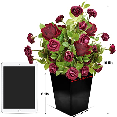Luxsego Roses Artificial Flowers, Fake Silk Flowers With Pot, Realistic Faux Rose For Home Wedding Office Party Decor, 2023 Gifts For Her Or Birthday, Mothers Day, Anniversary(16.5In, Dark Red) #TOP3