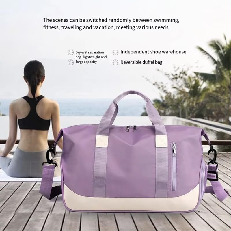 Duffel & Tote Bag for Volvo C40 - Waterproof Gym Bag with Wet/Dry Compartments & Shoe Pocket - Travel Carry On Luggage, Trunk Organizer for Outdoor,Purple4