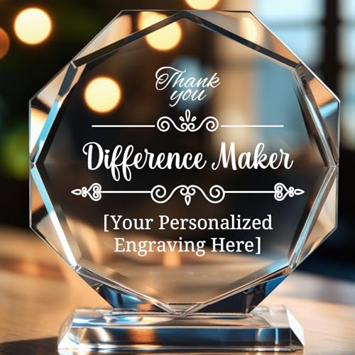 Image of Personalized Crystal Trophy Award - Custom Awards and Trophies for Employees, Coworkers, Boss - Retirement, Farewell, Appreciation, Recognition Gifts - Custom Plaques