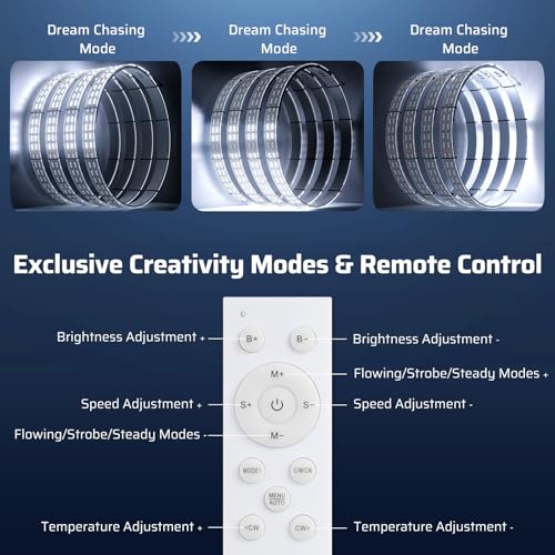 Image of Ehaho 14 inch-18 inch Super Bright Double Row Pure White Wheel Lights, Wheel Ring Lights with Remote Control and Turn & Braking Signal Compatible with Various Trucks SUV Car（4PCS）