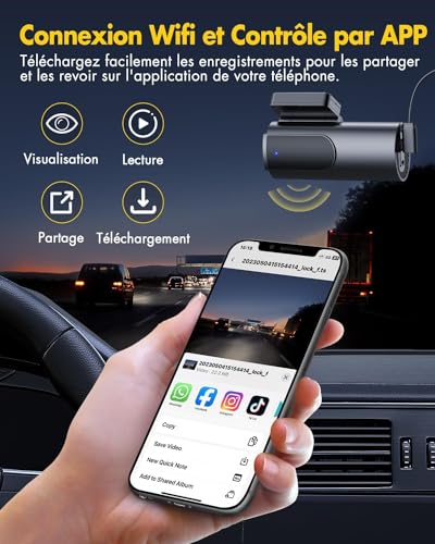 GKU 4K/2.5K Dashcam Voiture Avant Arrière,WiFi Caméra Embarquée Voiture avec Carte SD 64G,Camera Voiture Grand Angle 170°,Vision Nocturne,WDR,G-Capteur,Mode Stationnement 24H,Enregistrement en Boucle