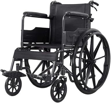 Self Propelled Wheelchair, Foldable Wheel Chairs for Adults, Lightweight Travel Wheelchair, Strong & Sturdy Wheelchairs for Elderly, Portable Mobility Device, 100Kg Capacity