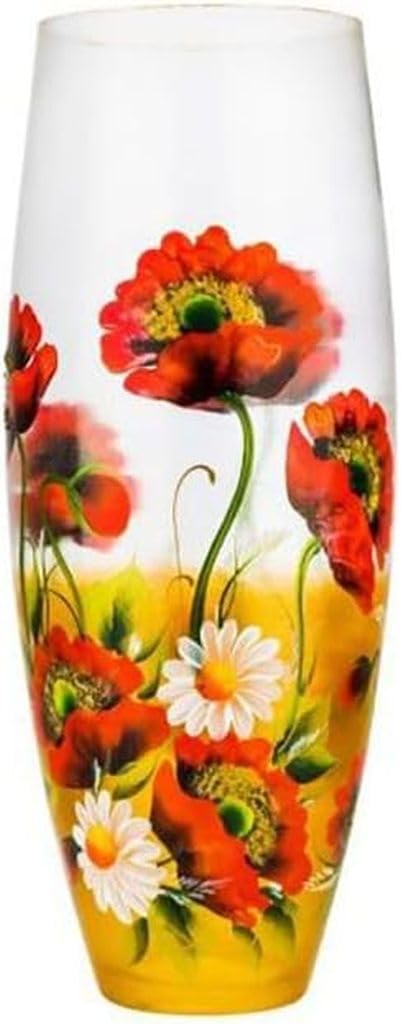 7518/500/PR, 20-Inch High Glass Vase with Pattern: Poppy Red, EA