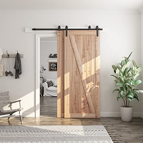 image for SMARTSTANDARD 6 Feet Bypass Sliding Barn Door Hardware Kit - for Doubl