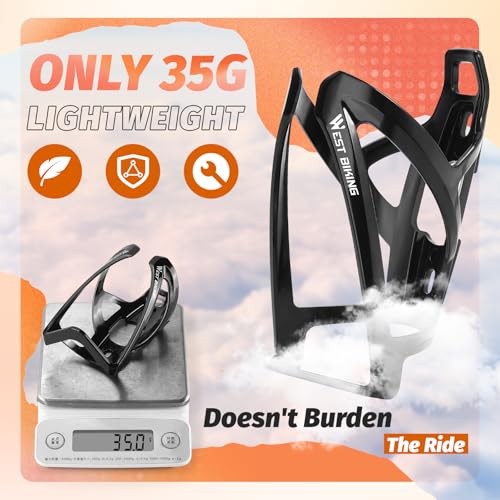 Image of West Biking Bike Water Bottle Cages Ultra-Light Durable PC Bicycle Bottle Holder with Screws Tool, Easy Installation Bicycle Drink Cup Holders Cycling Kettle for MTB Road Bikes