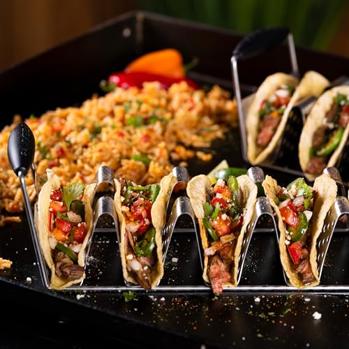 BLACKSTONE 5551 Deluxe Taco Holder Stand, Black/Silver, Pack of 2 - image 2