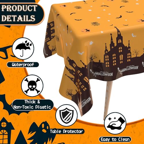 2 PCS Halloween Rectangle Tablecloths, 54" x 108", Disposable Decorations