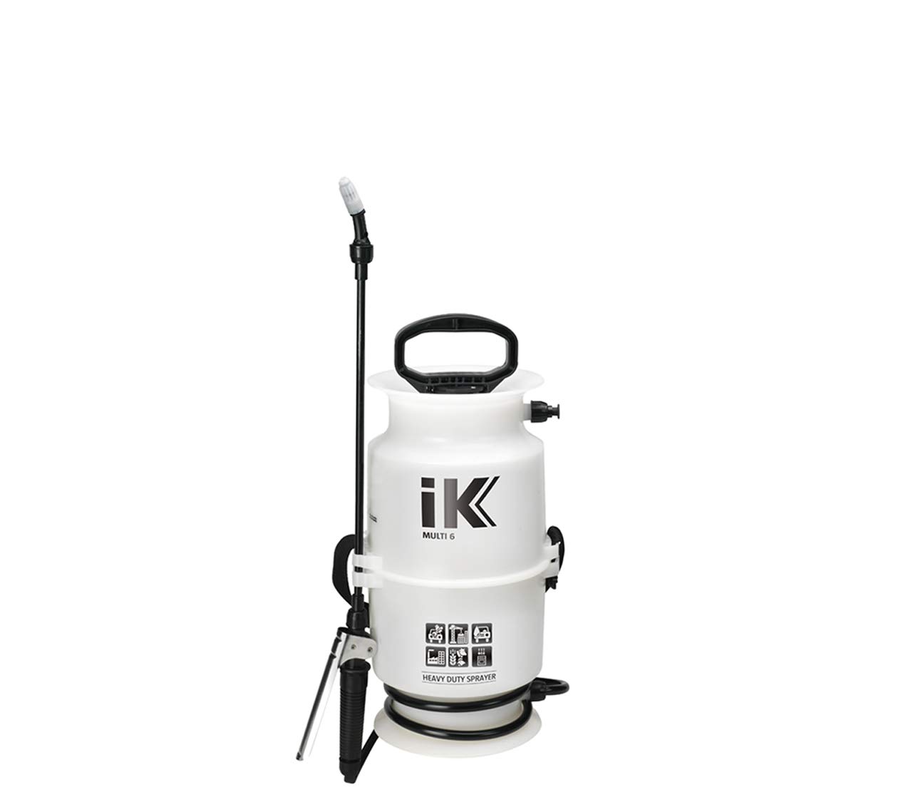 IK MULTI 6 - Acid-Resistant Pressure Sprayer - Metal Handle - Safety Valve - Shoulder Strap - 6L Tank - For Cleaning, Garden and Plant Products