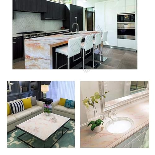 Image of VOLITO Self Adhesive Marble Wallpaper Kitchen Wallpaper Oil Proof & Waterproof Wallpaper for Cabinet Makeover, Almirah, Plastic & Tabletop, Wardrobe (60x200cm) (V-Orange)