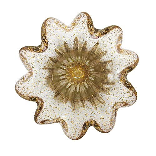Vaso Murano Le Vignole Fumê e Dourado G