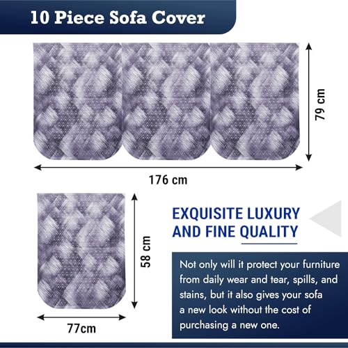 Image of Kuber Industries Shaded Venus Sofa Cover Set | 5-Seater Sofa Slipcover for Living Room & Hall | Gray