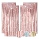 4 Stück Lametta Vorhang Rosa Gold, Glitzervorhang Lametta Luftschlangen Roségold, Curtain Lametta Rosa Gold, Glitzer Vorhang Lametta Fadenvorhang Glitzer Deko für Party Deko Geburtstag(1m x 2m)