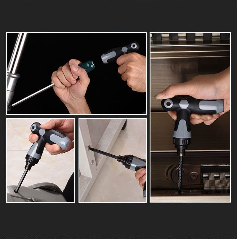 Dayalu 2 in 1 Reversible T-Handle Ratchet Screwdriver with Adjustable Length, Professional Repair Tool for Application, Screwdriver with Flat & Phillips Head 2