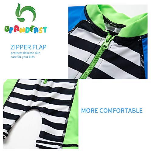 image for upandfast Kids One Piece Zip Sunsuit with Sun Hat UPF 50+ Sun Protecti