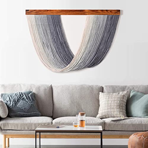 Mokof Large Macrame Wall Hanging, Ombre Wall Art, Modern Dip Dye Tapestry For Boho Decor, 43"X28" (Grey) #TOP3