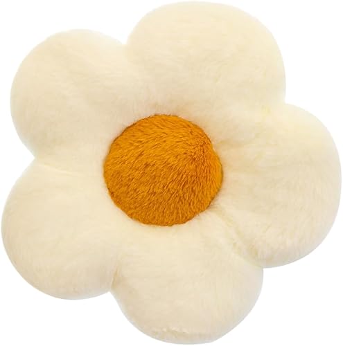 Almohadas en forma de flor de 19.7 pulgadas, lindas almohadas de felpa de margaritas, cojín sedentario para ocio y cómodo cojín de glúteos para
