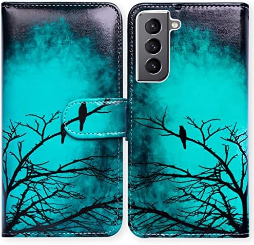 BCOV Galaxy S22 Case, Burning Skull Butterfly Leather Flip Phone Case Wallet Cover with Card Slot Holder Kickstand For Samsung Galaxy S22 5G
