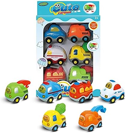 Toysery 6 Set City Cars and Trucks Toddler Toys, Pull Back Vehicles Toy Cars for Kids, Ambulance Toy, Police Car Toy, Crane, Agitating Lorry, Fire Engine Girl and Boy Toys, Friction Car Toy Play Set