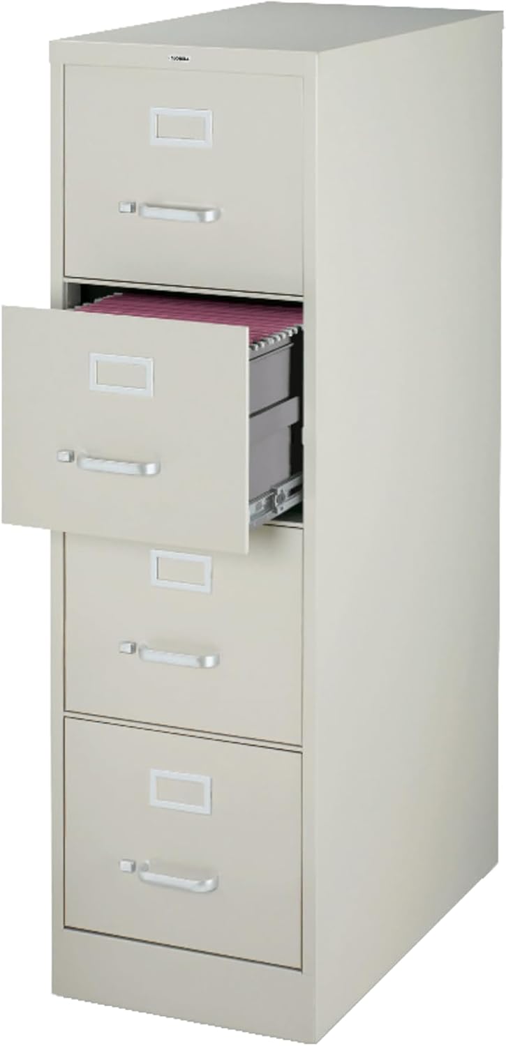 Lorell 4-Drawer Vertical File, 15 by 22 by 52, Light Gray