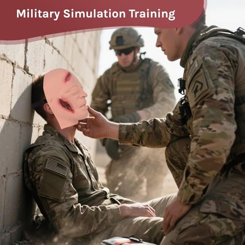 Image of Simulation Wounds,Facial Trauma Model,Anthrax Face,Comprehensive Wearable Facial Pathology and Trauma Model for Military Simulation Training, Medical School Education