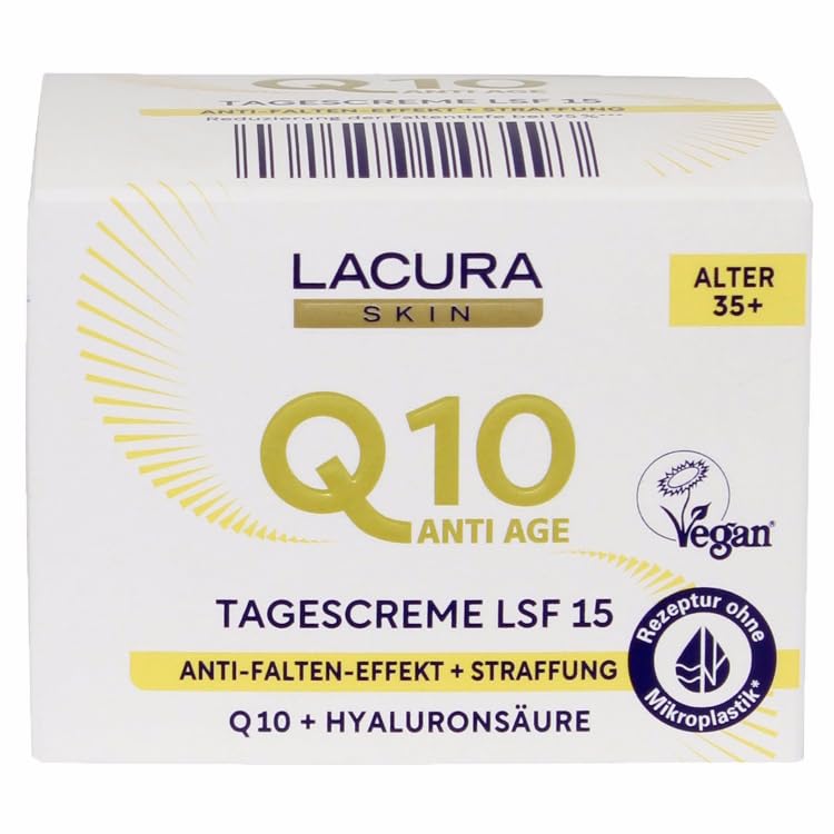 Lacura Skin Q10 - Crema de día antiedad SPF 15, efecto antiarrugas + reafirmante Q10 + ácido hialurónico edad 35+ 50 ml