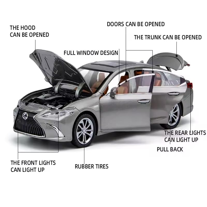 Image of Scale 1:24 Lexus ES300 Car Alloy Die-cast Model Pull-Back Metal Car Toy with Light & Sound Best Gifts Toys Kids (Color As Per Stock)