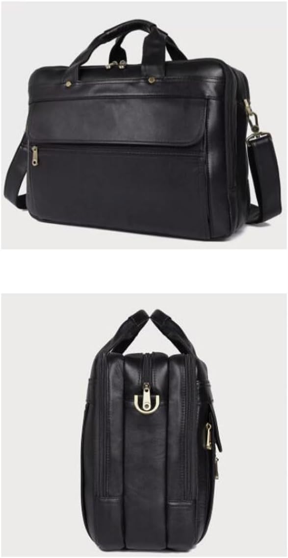 Luggage Handbags Mens Laptop Bags Briefcases Genuine Leather Messenger Shoulder Bags Computer Bags(Black)
