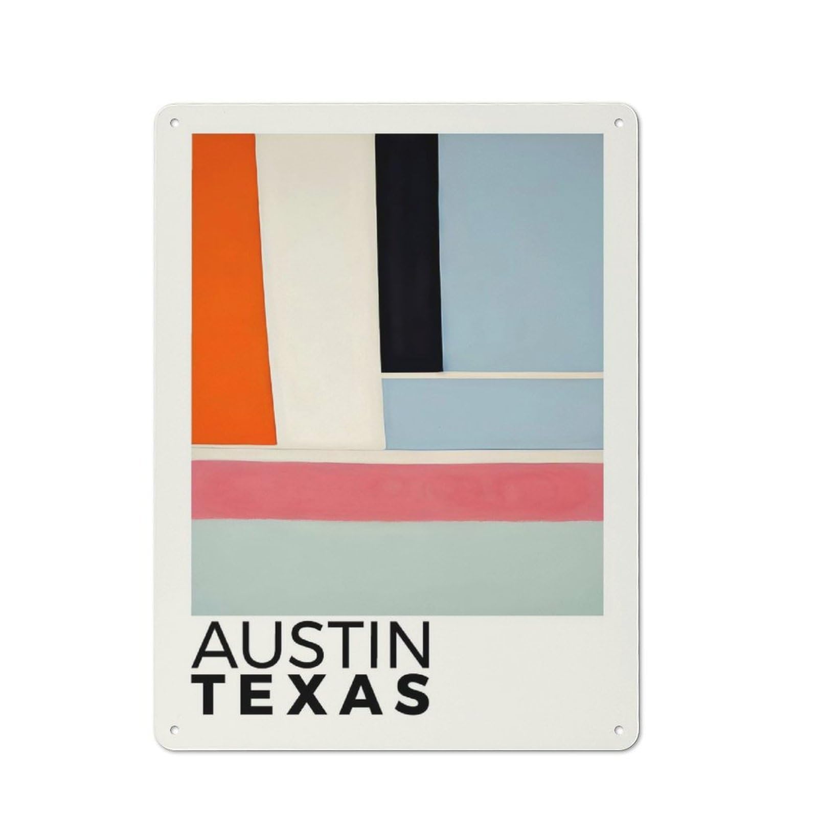 Junmoney Style-12 Retro Metal Wall Sign 40X30cm Featuring Austin Texas For Garage Wall, For Garage, Workshop And Man Cave Decoration