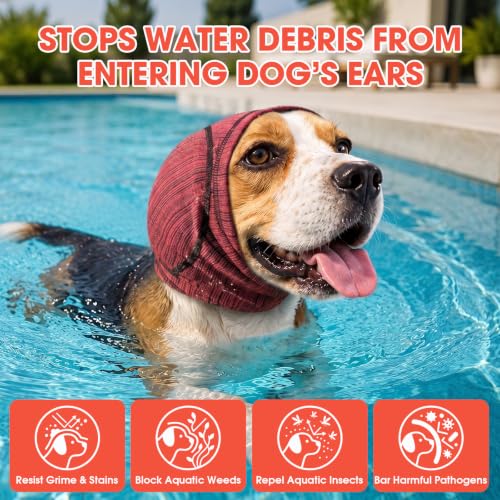 Image of Dog Calming Hood Ear Cover for Anxiety Relief, Red, M