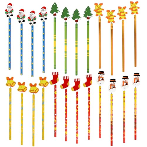 24 lápices navideños con adornos de madera multicolor miniatura 1