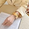 YMBYCM Chunky 14K Gold Bangle Bracelets for Women Trendy Wide Chunky Cuff Bracelets Hammered Irregular Wrist Cuff Wrap Bracelet #1