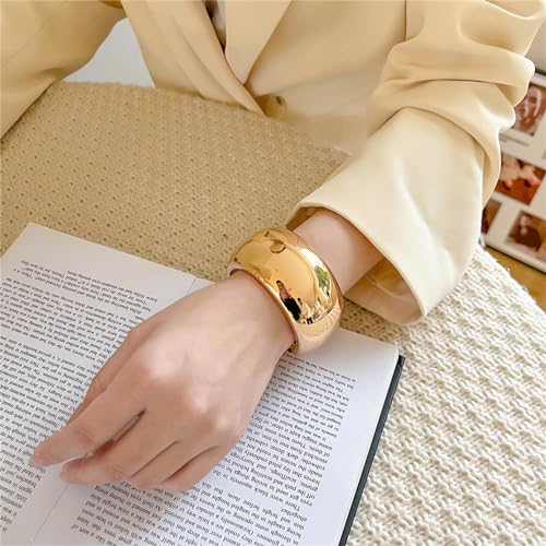 YBMYCM Chunky Gold Bangle Bracelets for Women Trendy Wide Chunky Cuff Bracelets Hammered Irregular Wrist Cuff Wrap Bracelet2