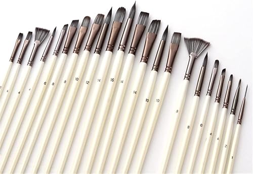 Miniatura 4 de LMMDDP - Juego de 24 pinceles de nailon con mango de madera para acuarela raspador cepillo para frotar bricolaje pintura acrílica al óleo